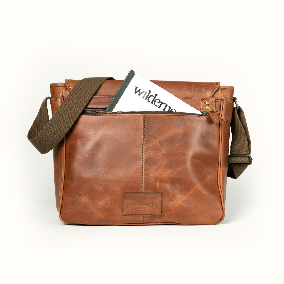 Roosevelt Buffalo Leather Satchel Messenger Bag | Amber Brown