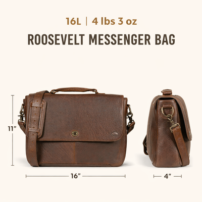 Limited Edition Roosevelt Leather Laptop Messenger Bag | Buffalo Grain