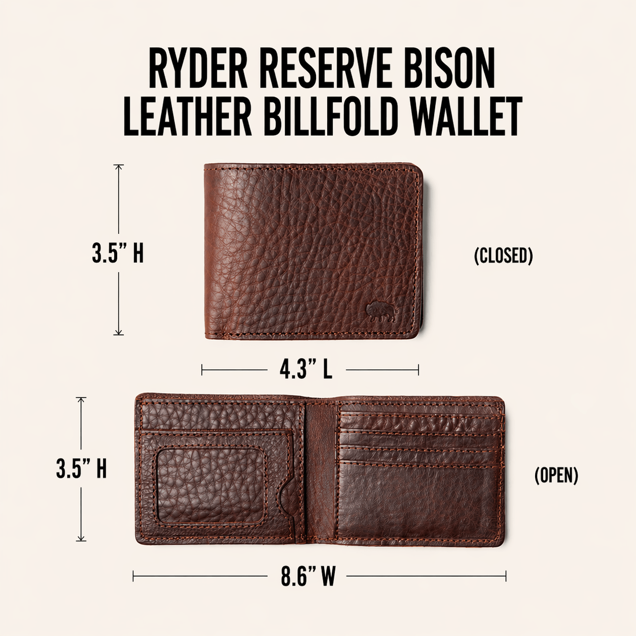 Ryder Reserve Bison Leather Billfold Wallet | Brown
