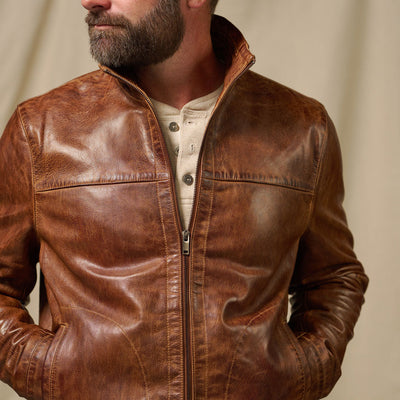 Vintage Leather Jacket - Men's Brown Classic Sheepskin