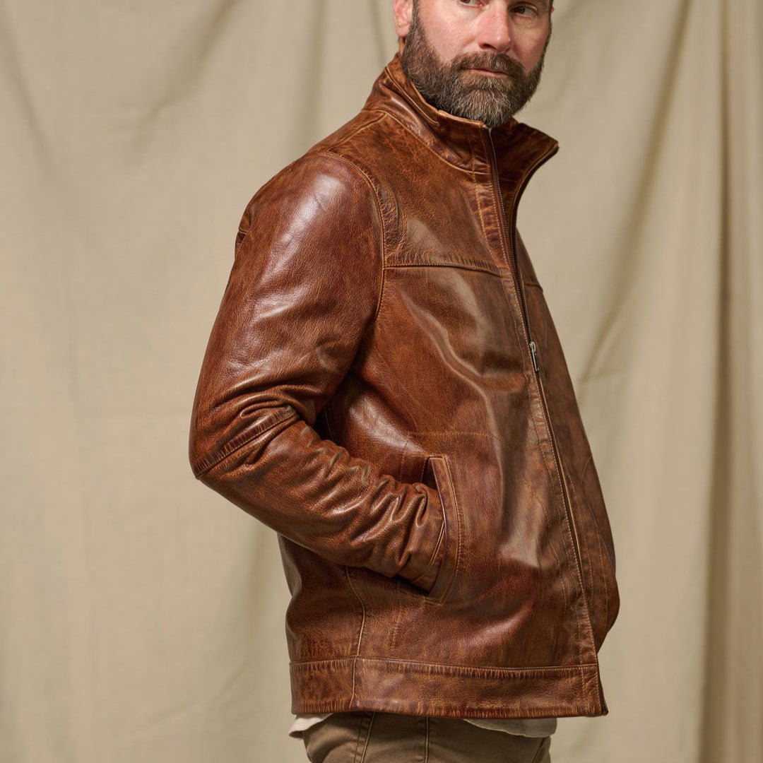 Iconic Leather Vintage Wash Jacket - Hollywood