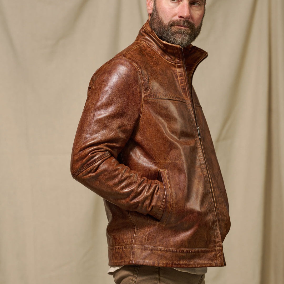 Iconic Leather Vintage Wash Jacket - Hollywood