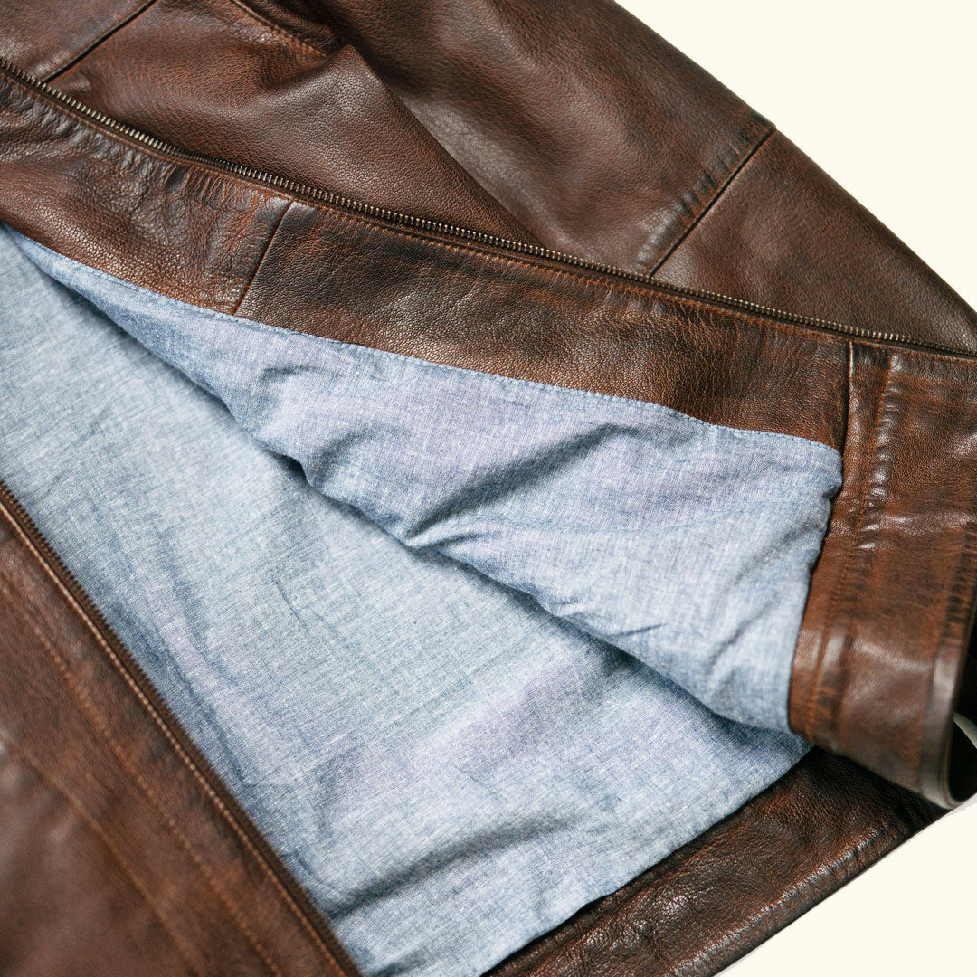 Interior Chambray Lining - Leather Jacket