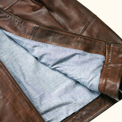 Interior Chambray Lining - Leather Jacket