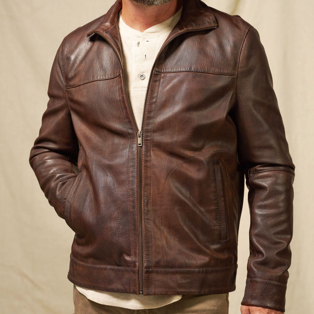 Sedona Light Weight Leather Jacket | Ironwood Brown