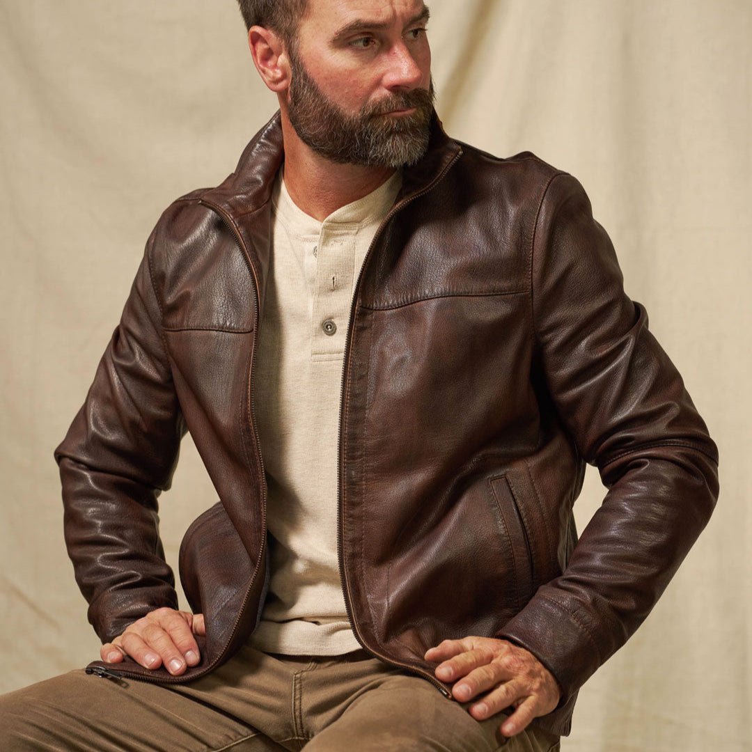 Light Weight Leather Brown Distressed Jacket