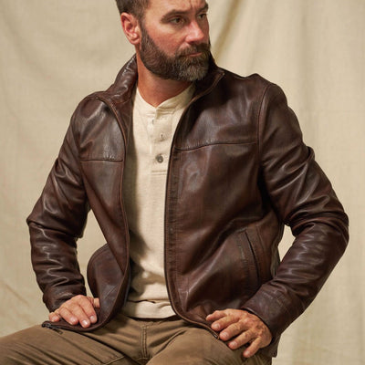 Light Weight Leather Brown Distressed Jacket