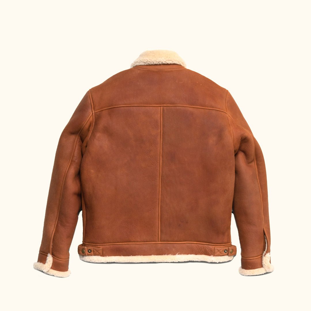 Shearling Leather Bomber Jacket | Whiskey Brown - Buffalo Jackson Trading Co.