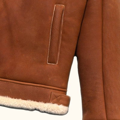 Shearling Leather Bomber Jacket | Whiskey Brown - Buffalo Jackson Trading Co.