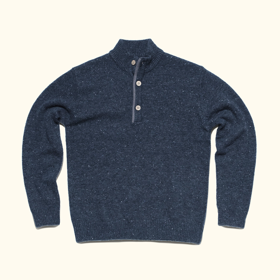 Men's Sweater - 1/4 Button Wool