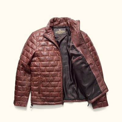 Nano Brown Puffer - with Full Grain Leather - Vintage Luxury