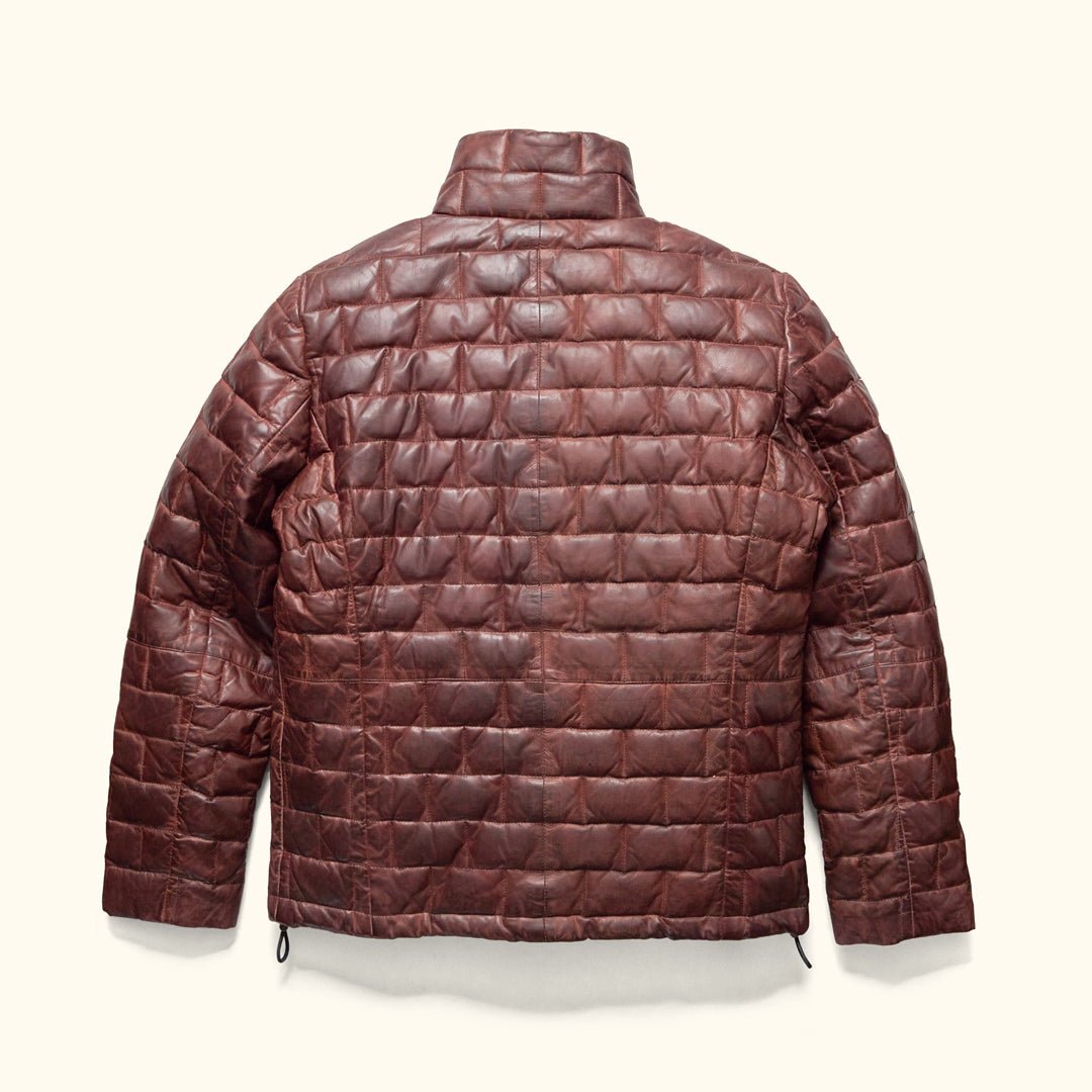 Mens Outdoor Leather Puff Jacket - Vintage Leather - Built to Roam
