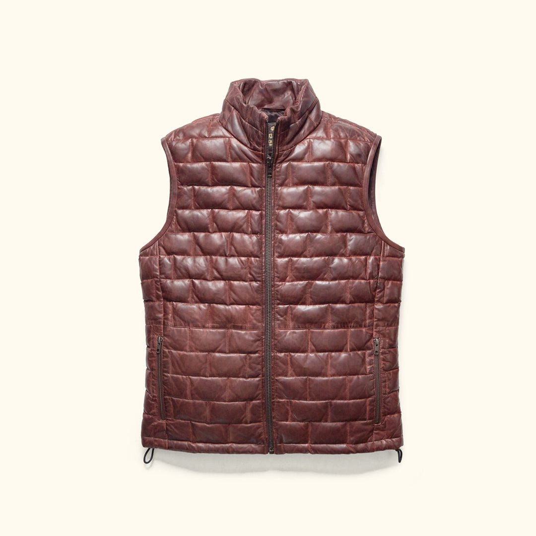Down Leather Vest - Vintage Brown