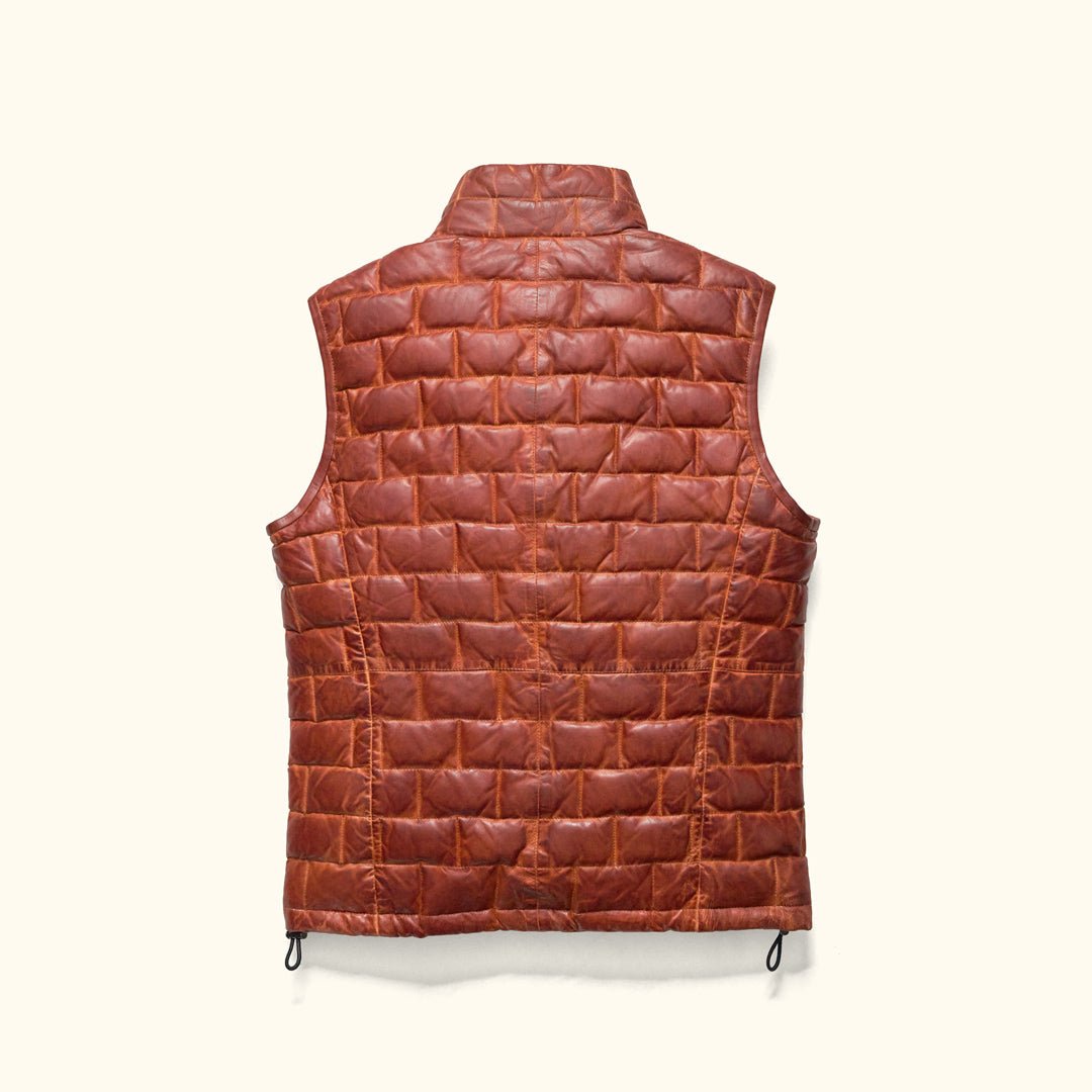 Back - Full Grain Leather Vest - Cinch Tabs Waist