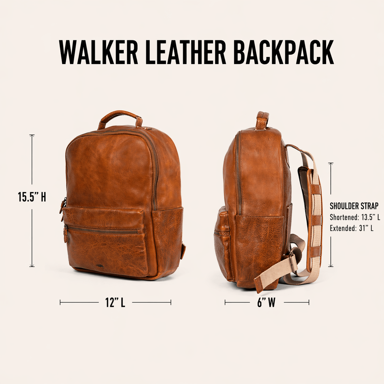 Walker Leather Backpack | Rustic Tan