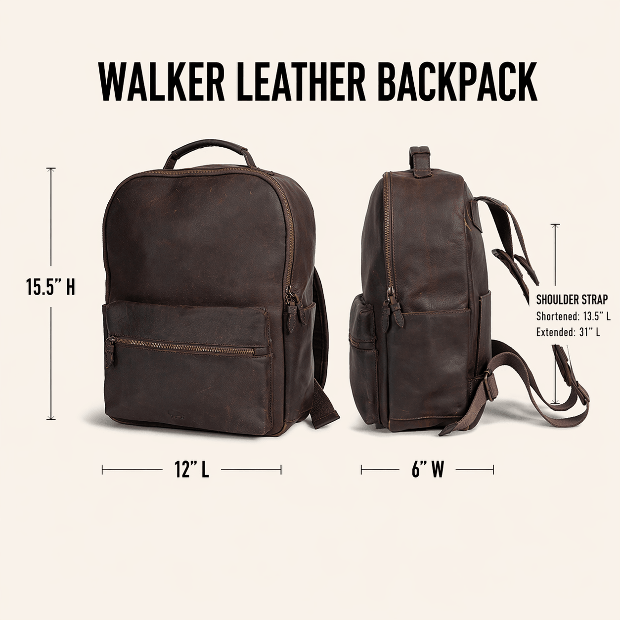 Walker Leather Backpack | Vintage Oak