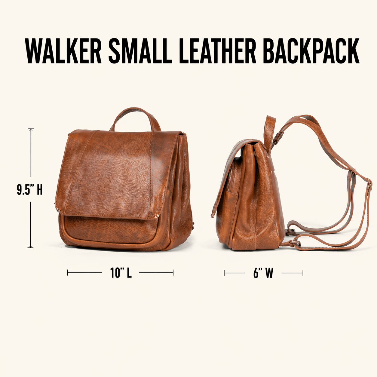 Walker Small Leather Backpack | Rustic Tan