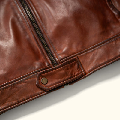 Button Snap closure - Mens Closeup - Western Leather Jacket