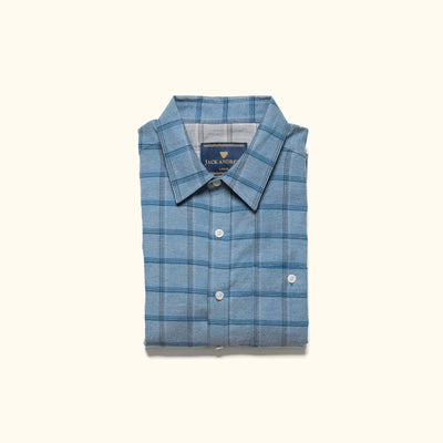 Windsor Cotton Shirt in Sky Pane, folded