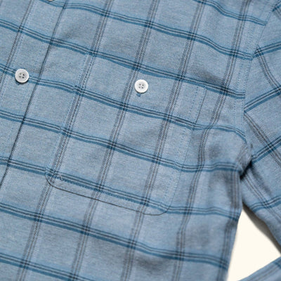 Windsor Cotton Shirt in Sky Pane, chest pocket detail
