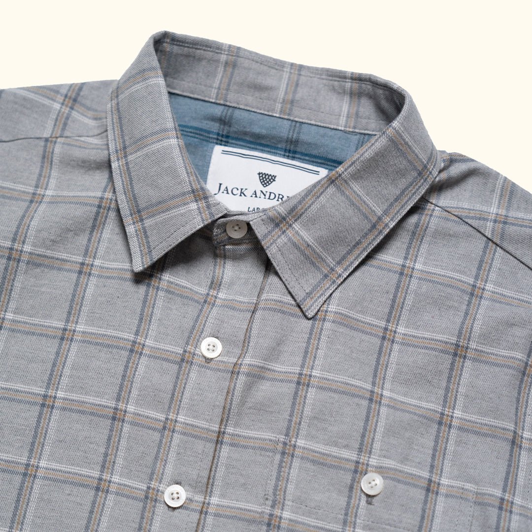 Windsor Cotton Shirt in Stone Pane, view 5