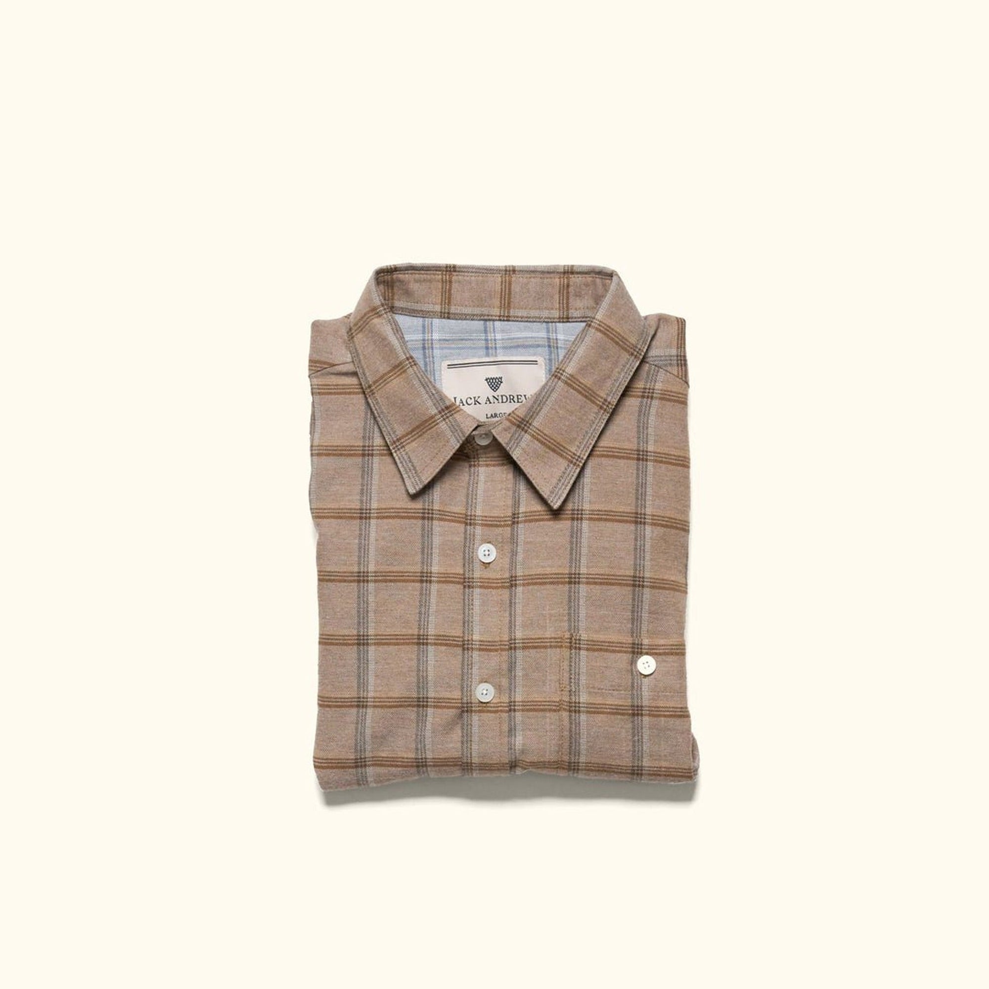 Windsor Cotton Shirt in Timber Pane, folded