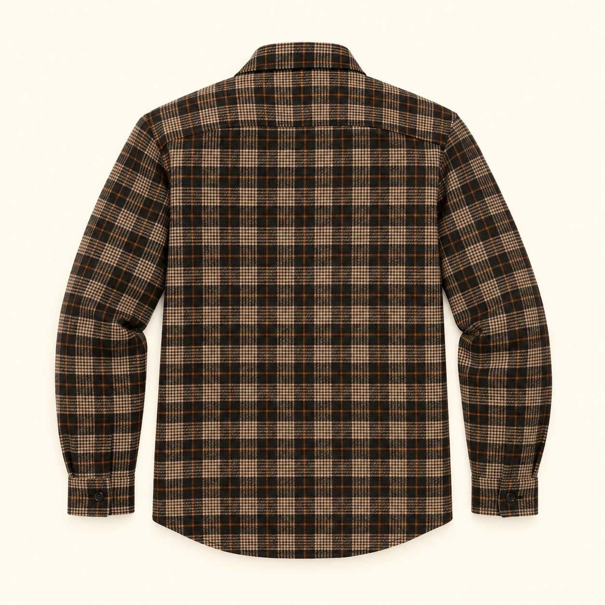 Aberdeen Wool Twill Shirt Jac in Brown Briar, laid flat, back