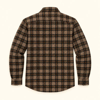 Aberdeen Wool Twill Shirt Jac in Brown Briar, laid flat, back