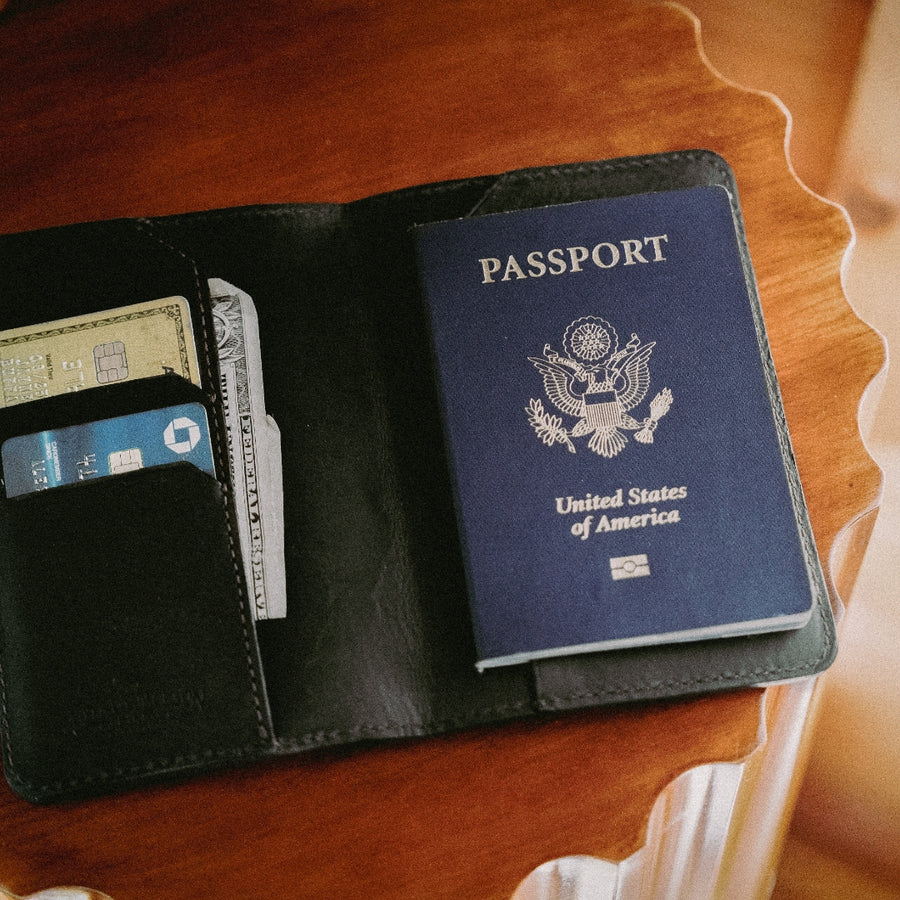 Limited Edition Jefferson Leather Passport Wallet | Black