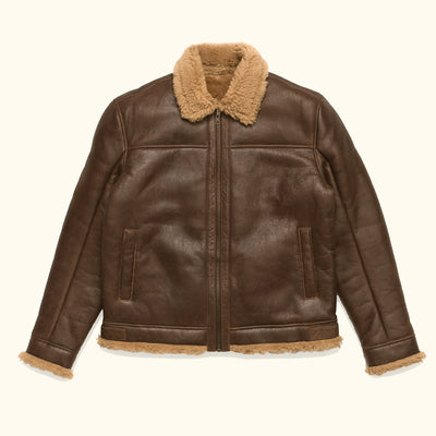 Limited Edition Shearling Leather Bomber Jacket | Grizzly Brown