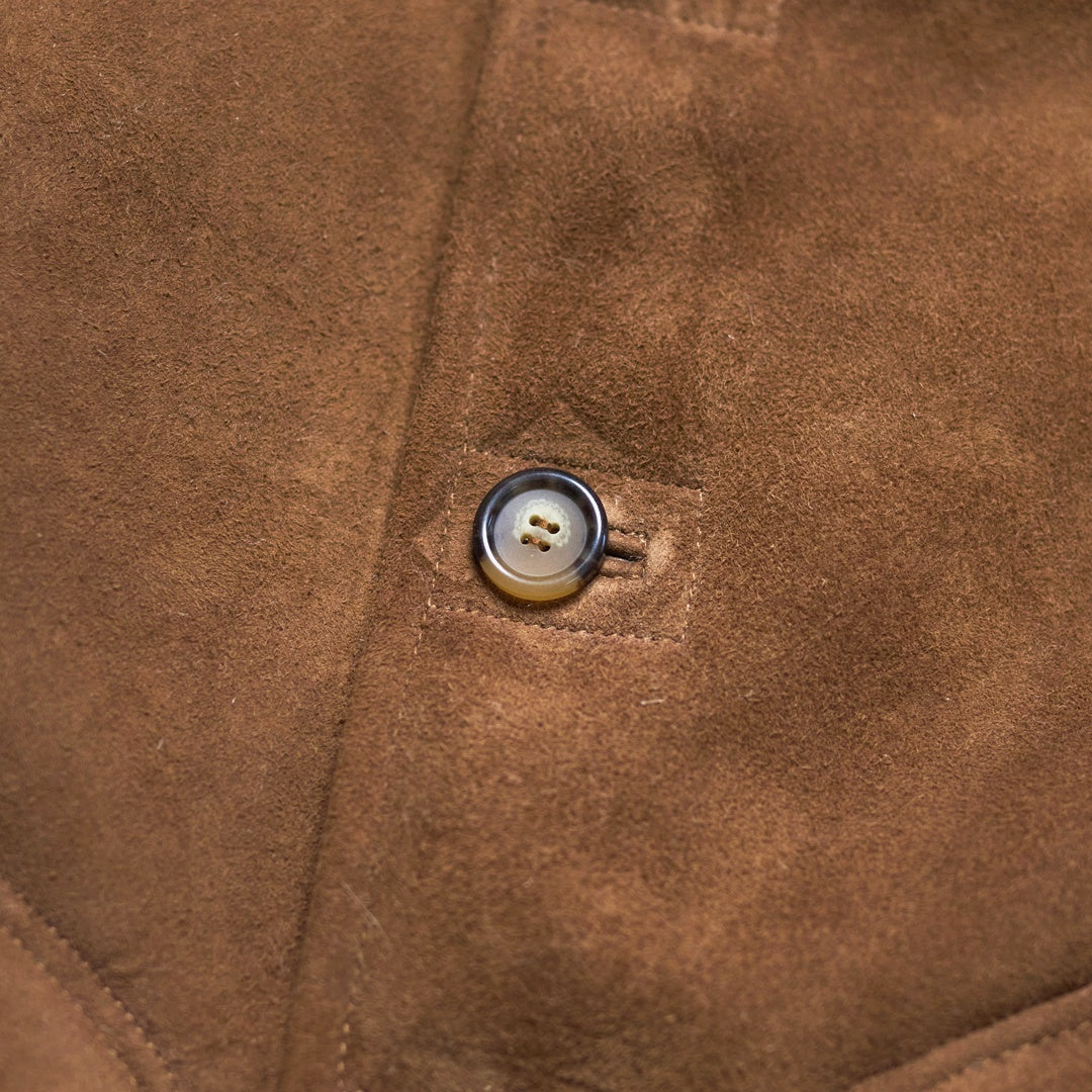 Closeup - Button Detail Shearling Wool Coat