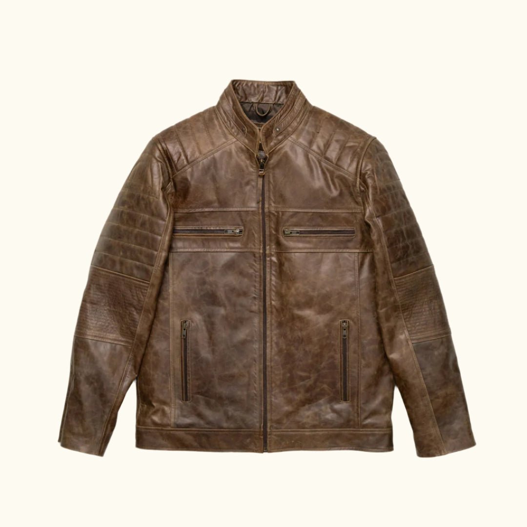 Cafe Racer Leather Jacket | Distressed Brown - Buffalo Jackson Trading Co.