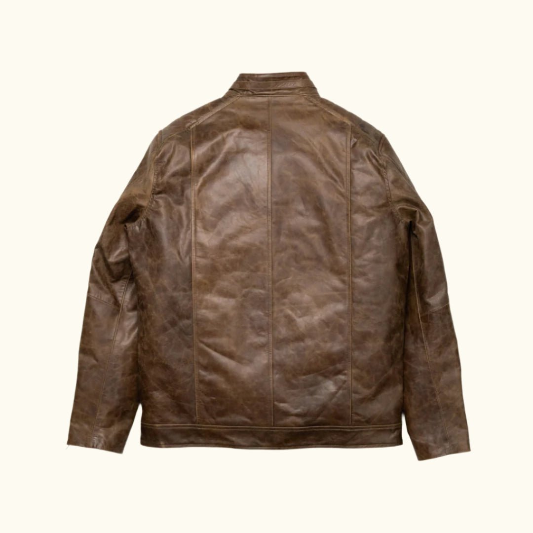 Cafe Racer Leather Jacket | Distressed Brown - Buffalo Jackson Trading Co.