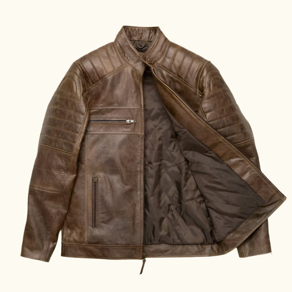 Cafe Racer Leather Jacket | Distressed Brown - Buffalo Jackson Trading Co.