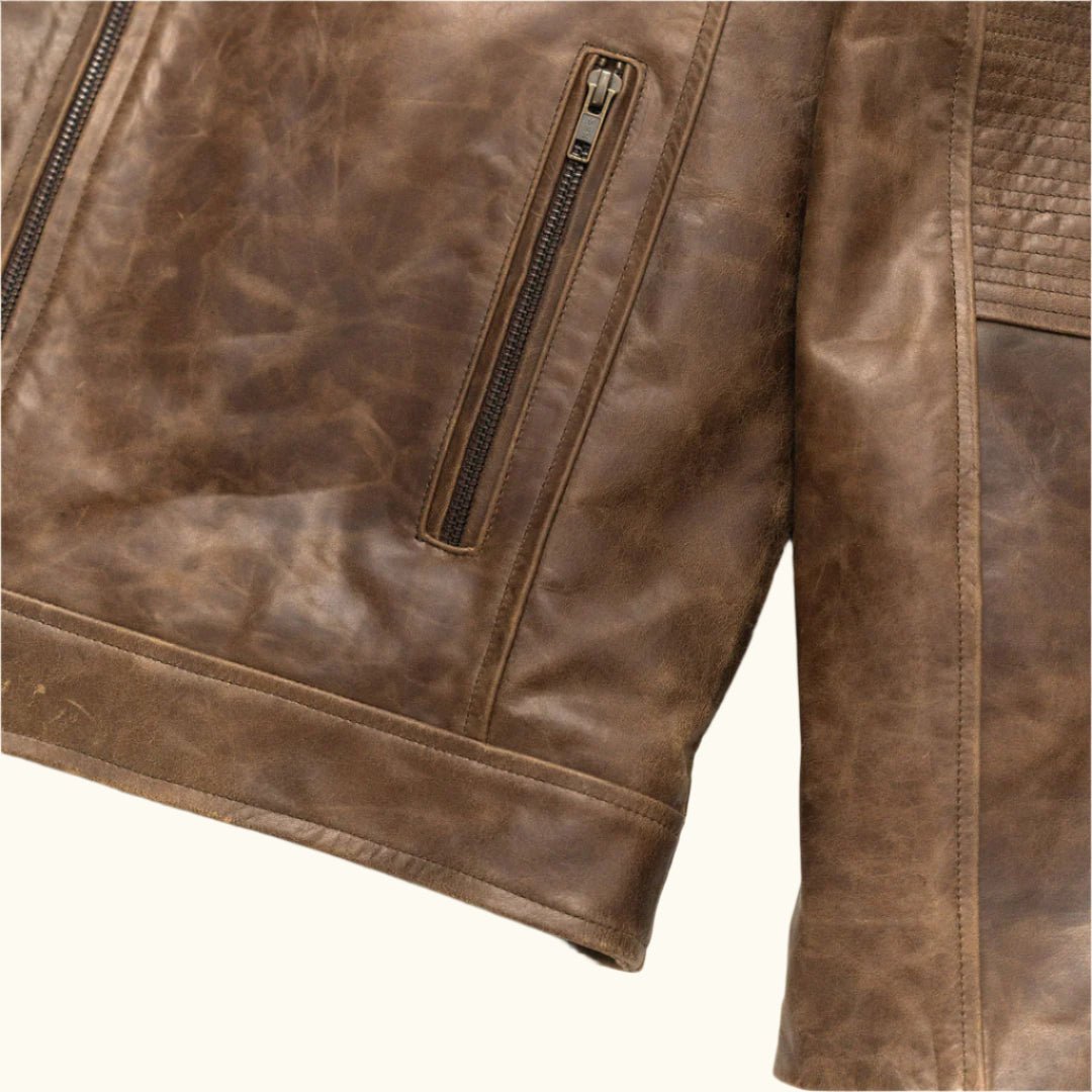 Cafe Racer Leather Jacket | Distressed Brown - Buffalo Jackson Trading Co.