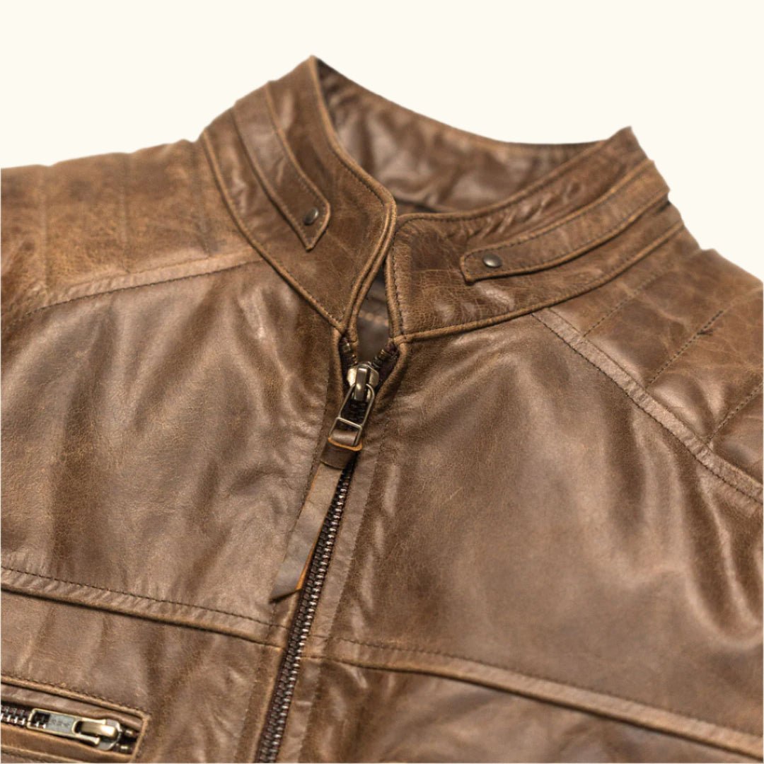 Cafe Racer Leather Jacket | Distressed Brown - Buffalo Jackson Trading Co.