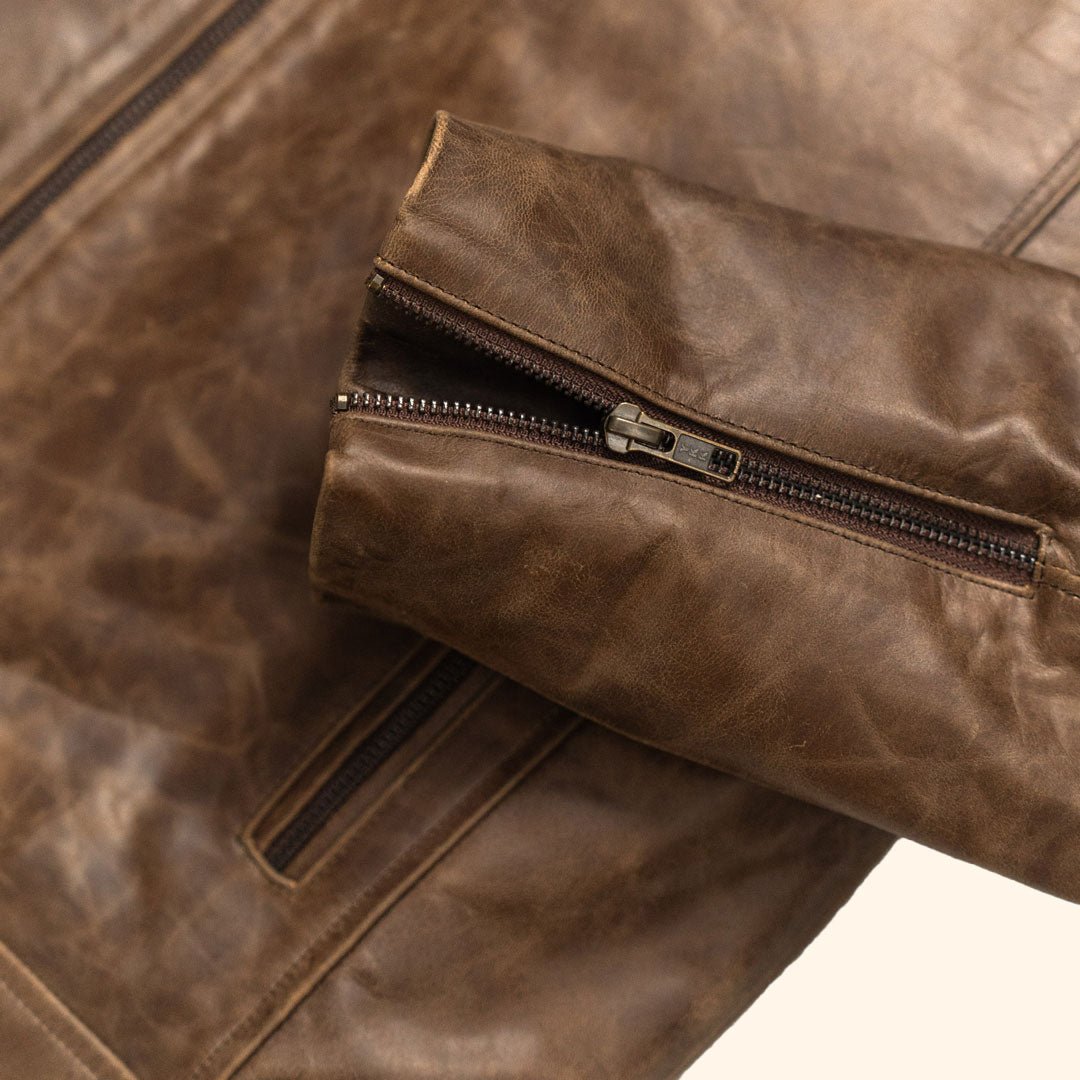Cafe Racer Leather Jacket | Distressed Brown - Buffalo Jackson Trading Co.