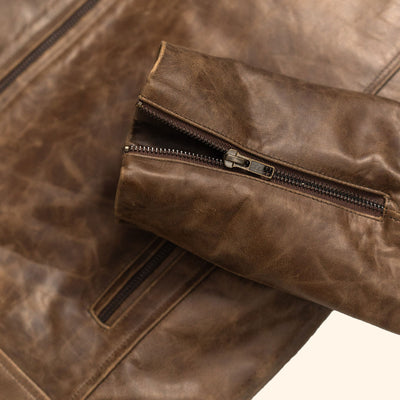 Cafe Racer Leather Jacket | Distressed Brown - Buffalo Jackson Trading Co.