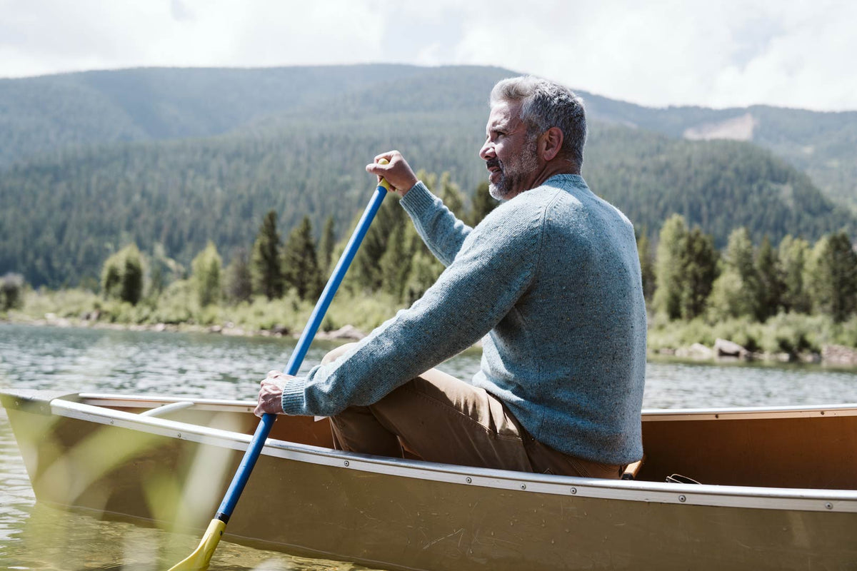 Canoe | Crewneck Sweater in Sea Fleck Aquamarine