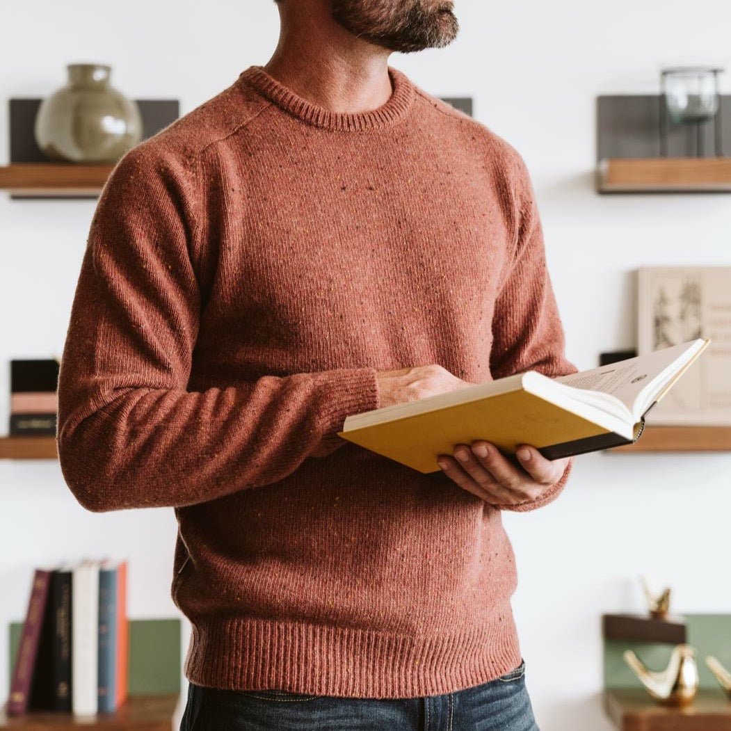 Wool Crewneck - Burnt Sunset Orange