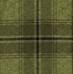 Plaid Swatch - Olive green plaid fabric texture with black and dark green intersecting stripes.