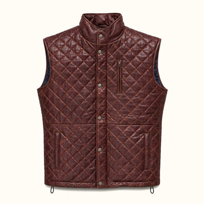 Highlands Quilted Leather Vest | Mahogany Brown