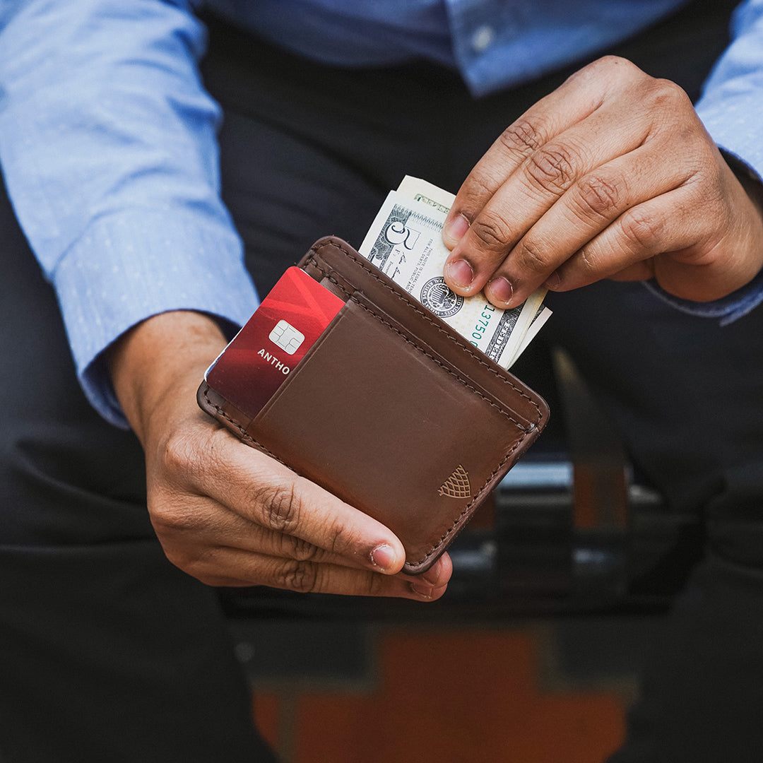 Rugged Leather Slim ID Wallet | Elderwood hover