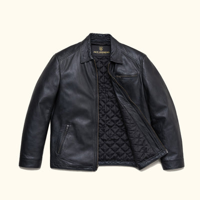 Luxury Leather Jacket - Mens Driving Jacket Quilted Lining