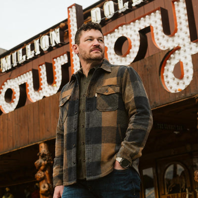 Buffalo Plaid - Wool Shirt Jac in Browns, Gray, Black