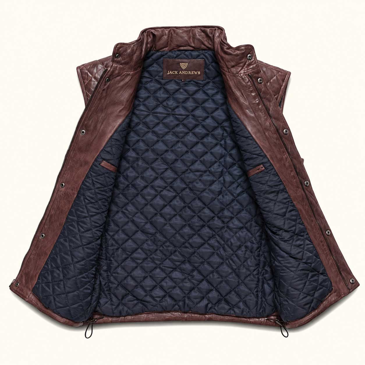 Highlands Quilted Leather Vest | Mahogany Brown