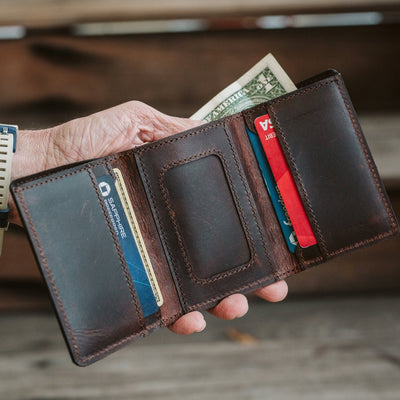 Roosevelt Leather Trifold Wallet | Dark Briar