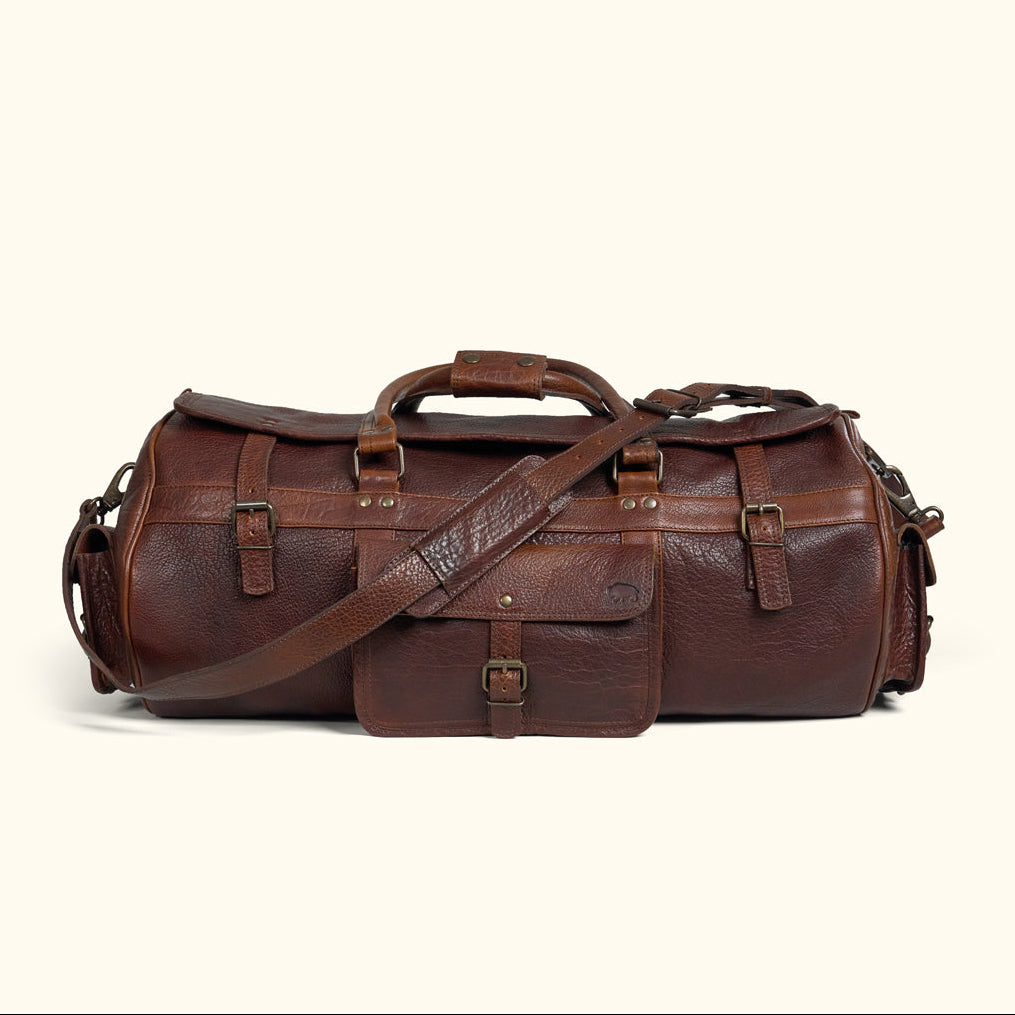 Dark Brown Buffalo Grain - Travel Duffle Bag Vintage