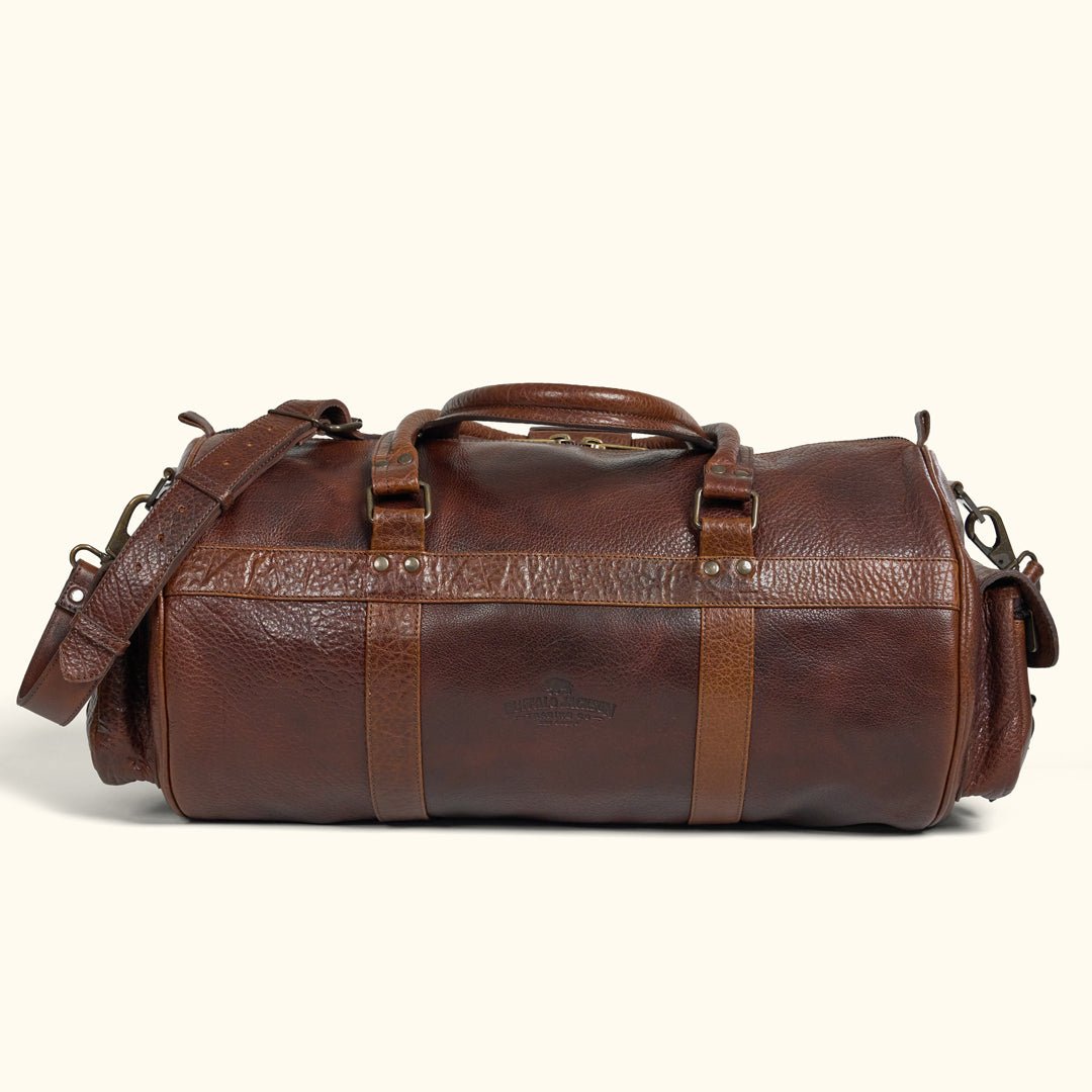 Rear View - Vintage Duffle Bag - Side Carry Handles, and Brass Hardware