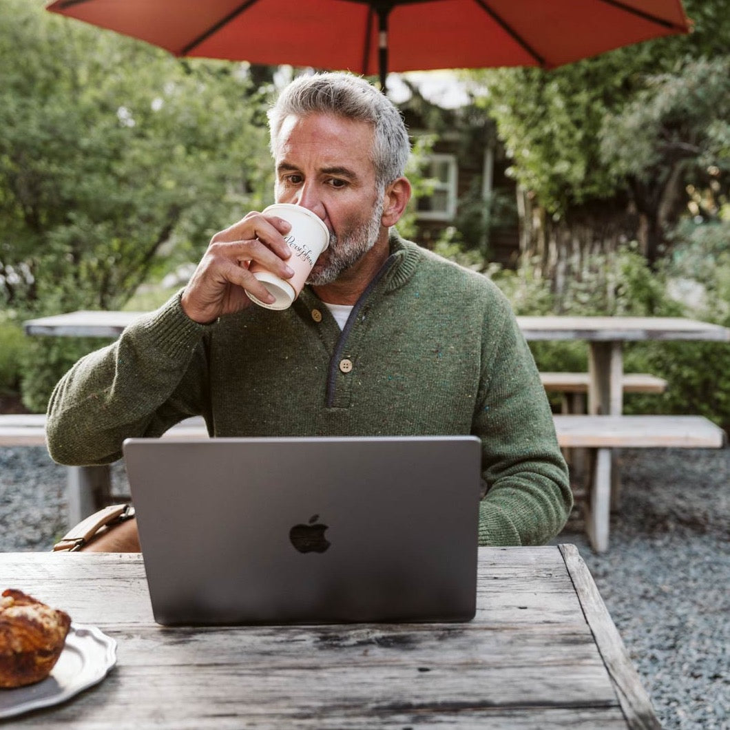 Cafe in Jackson Hole | Pine Wool Sweater